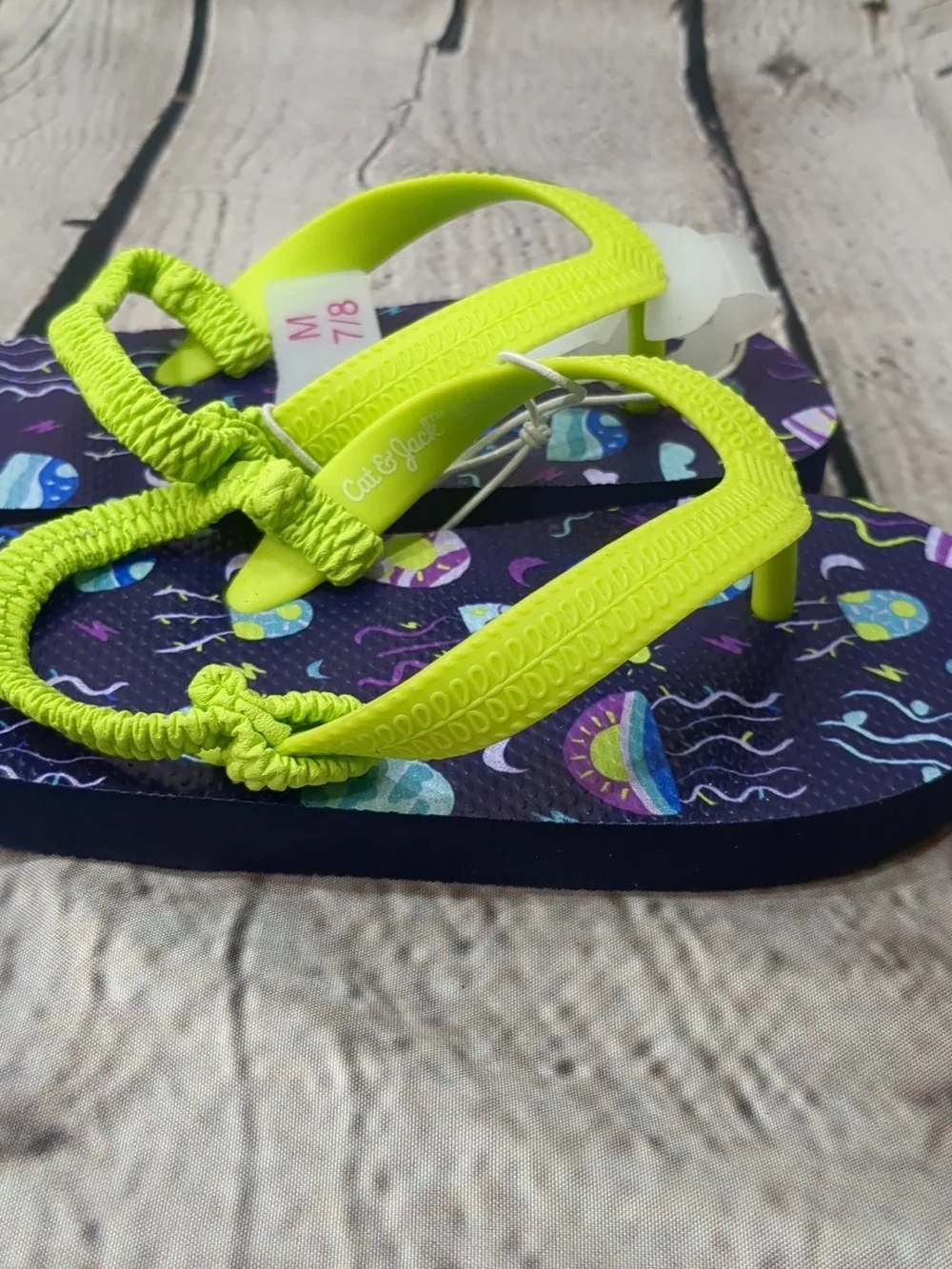 Cat & Jack Neon Yellow and Purple Jellyfish Flip-Flops